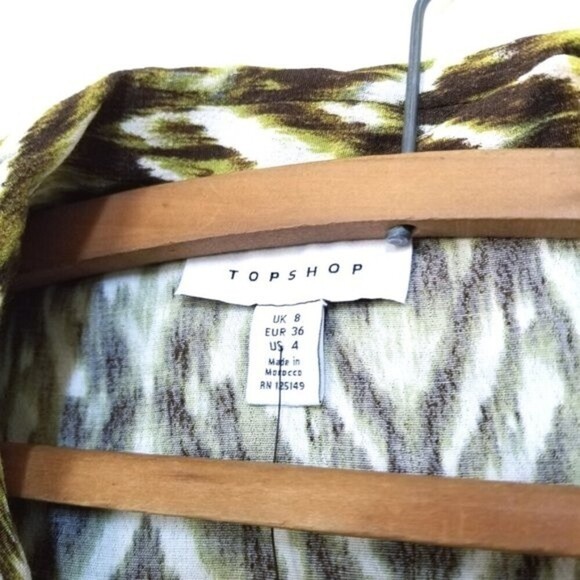 NWT Topshop Long Sleeve Open Back Maxi Shirt Dress Green Zebra Print 90s y2k 4 - Picture 5 of 12